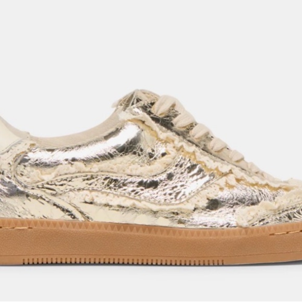 Dolce Vita Metallic Gold Sneakers with Tan Gum Sole
